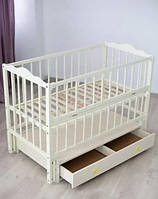 Кроватка для ребенка "Ангелина" (1) кровать с откидной боковиной+ящик, бук (слоновая кость), Детская кровать ю