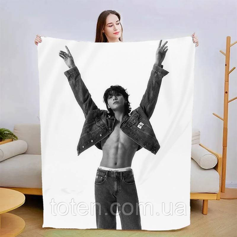Плед Jungkook BTS_2 якісне покривало з 3D-малюнком розмір 135х160, фото 1