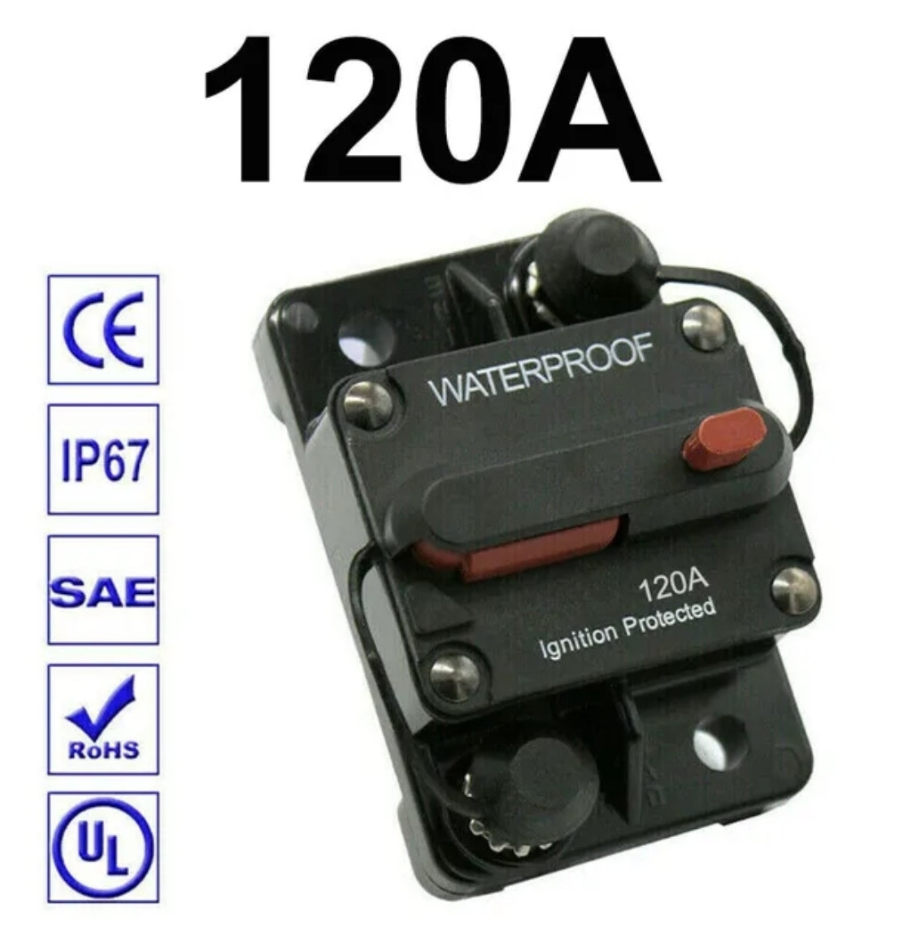 Автоматичний вимикач 12-48 вольтів, запобіжник однополюсний постійного струму 120 А, фото 1