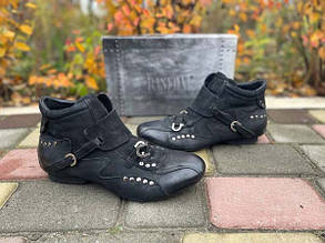 Зимові черевики чоловічі чорні шкіряні KF0627