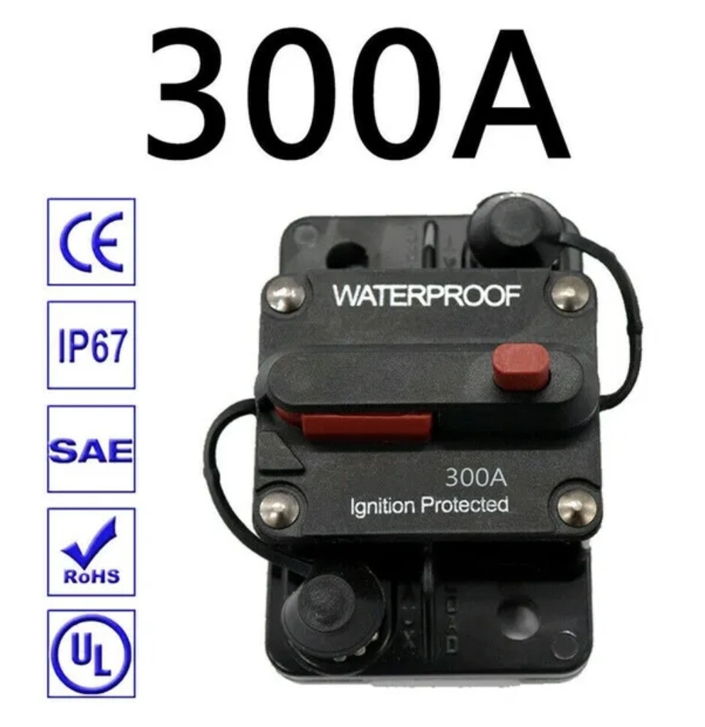 Автоматичний вимикач 12-48 вольтів, запобіжник однополюсний постійного струму 300 А, фото 1
