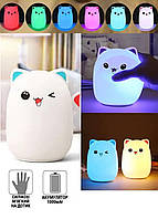 Детский ночник мишка Dream Lites Puppy силиконовый сенсорный светильник, аккумуляторный, 7 цветов свечения Бел