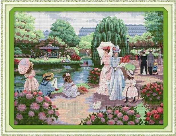 Набір для вишивання за нанесеною на канву схемою "Outing" . AIDA 14CT printed, 61*48 см