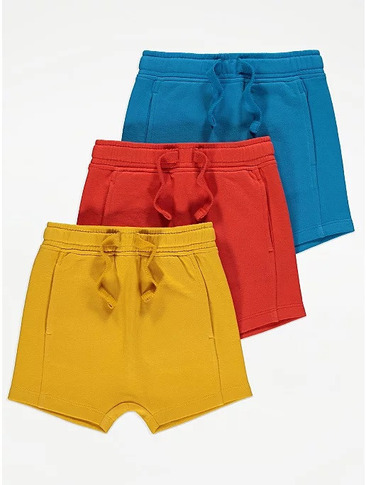 Шорти дитячі трикотажні George для хлопчика літні, комплект із 3 штук: червоні, жовті, сині; розмір 92-98, фото 1