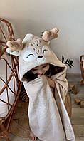Дитячий рушник із капюшоном Оленятко / махровий рушник із капюшоном на подарунок / звірята різних кольорів