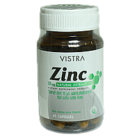 Капсулы с Минеральным натуральным Цинком 15 мг 45 шт Vistra (8858761901089)
