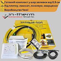Тёплый пол комплект механический термостат + нагревательный кабель in-therm ADSV20 в стяжку от 1,7 м² до 2,7