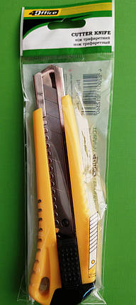 Канц Ніж траф. 4Office 4-349   18мм. автофікс., метал. напр (24), фото 1