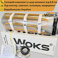 Нагревательный мат теплый пол под плитку Woks 160 Вт/м² с механическим регулятором 10,0 м² (1600 Вт)