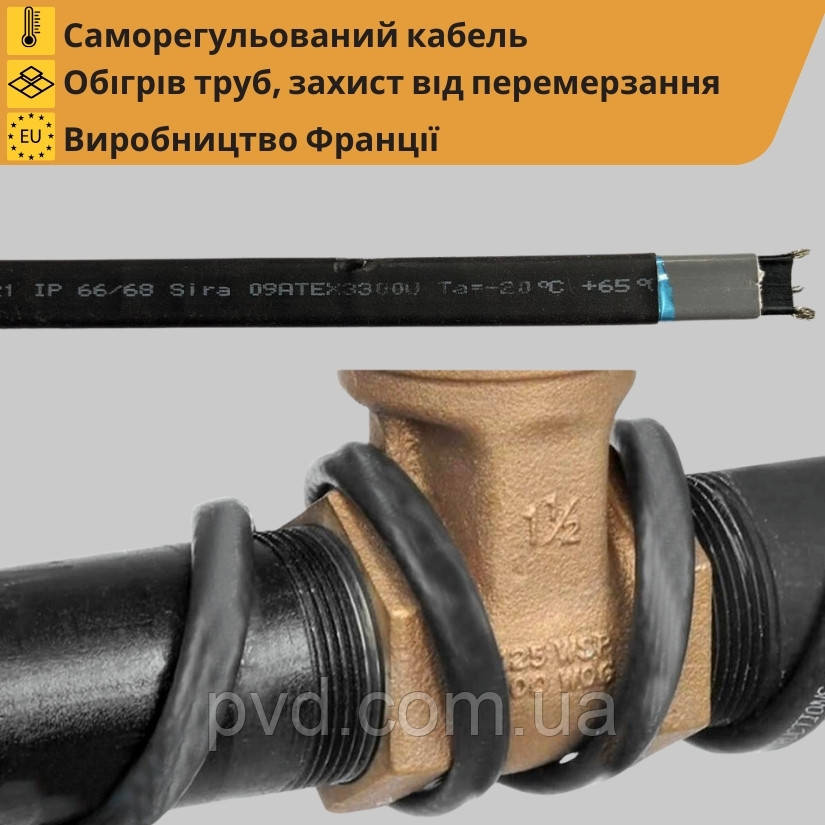 Саморегулюючий нагрівальний кабель in-therm для обігріву труб, ринв, водостоків