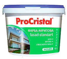 Фарба акрилова фасадна ProCristal Fasad-Standart IР-131 10 л білий матовий