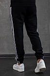 Спортивний костюм чоловічий зимовий Adidas теплий трикотажний на флісі комплект одягу (кофта+жилетка+штани) чорний Туреччина, фото 6