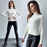 Светр під горло гольф-водолазка в'язаний жіночий, фото 2