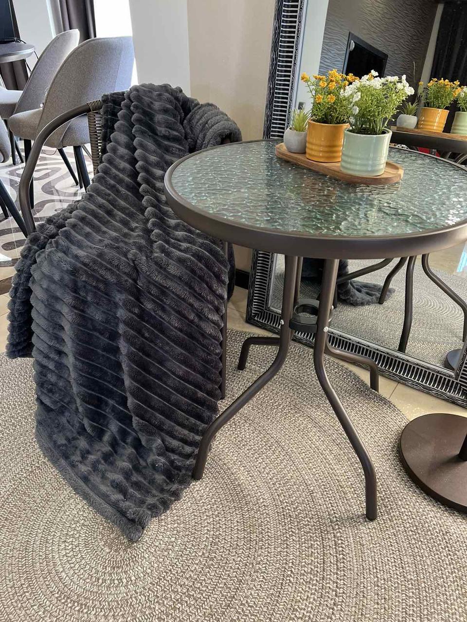 Королівський плед Шарпей широка смуга 4см Полуторний Графіт, фото 1