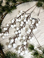 Гілочка з білими ягодами для новорічного декору (глянець 27 см), фото 3