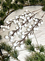 Гілочка з білими ягодами для новорічного декору (глянець 27 см), фото 7