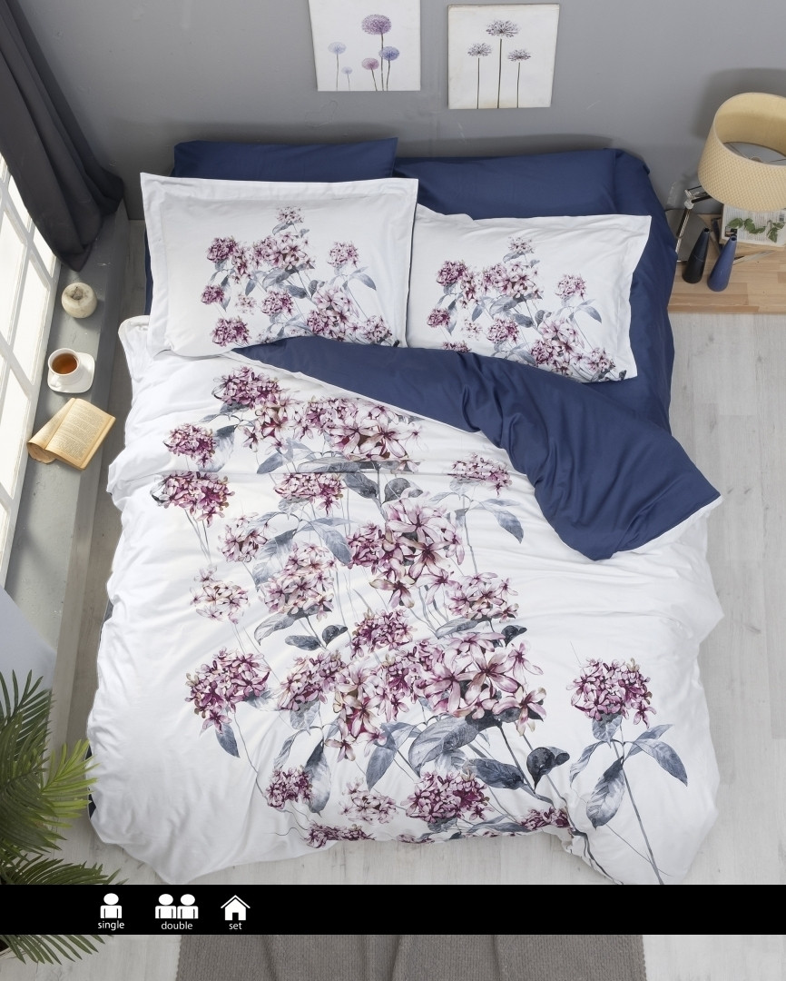 Турецька Постільна Білизна First Choice 3D Satin Luanda Blue 200х220см