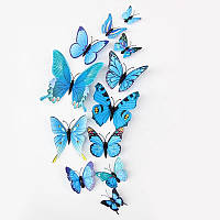 Метелики для декору 12 штук 3D Butterflies Blue