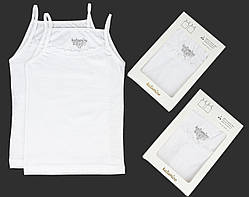 Білі бавовняні майки на вузьких шлейках для дівчаток