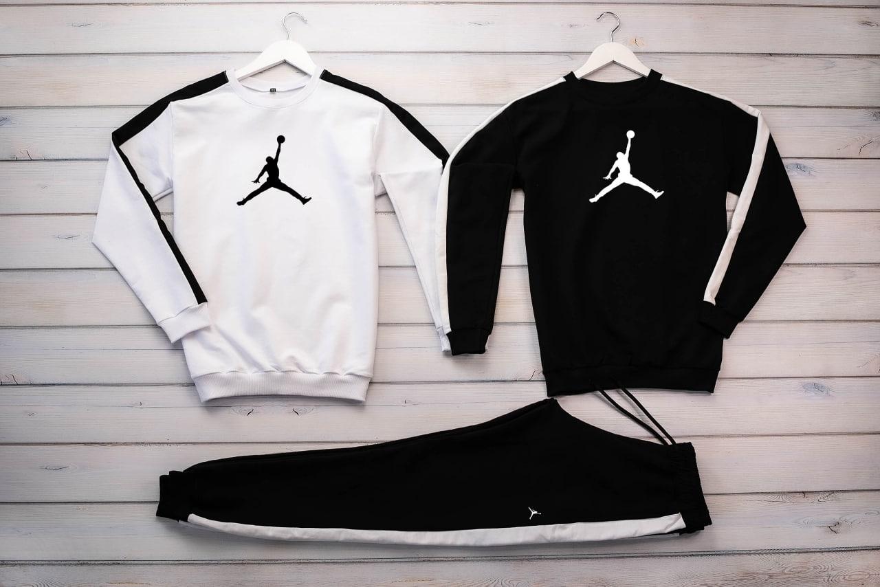 Костюм чоловічий зимовий Nike Jordan 2 Кофти штани з начосом чорний спортивний костюм на флісі джордан