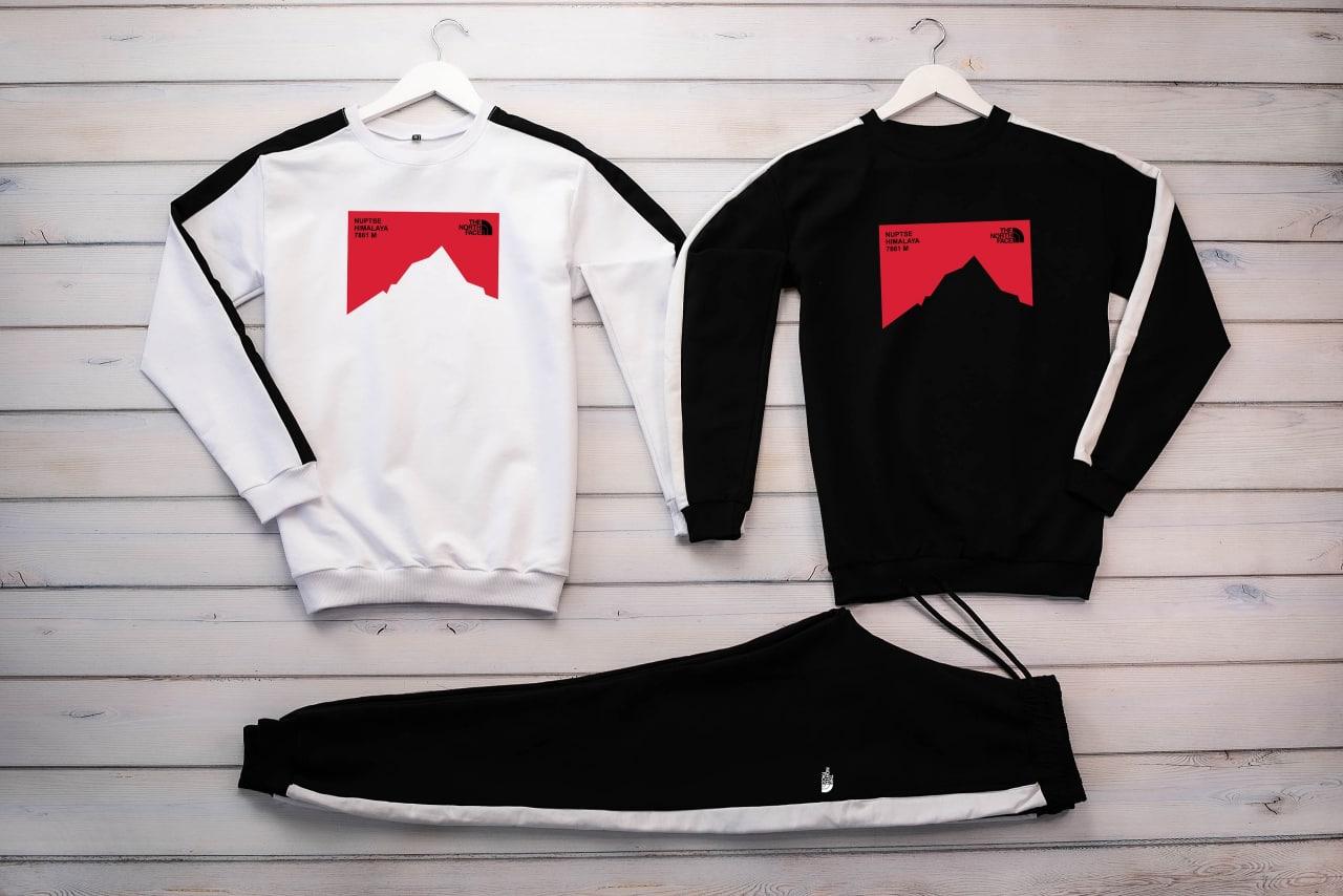 Костюм чоловічий зимовий The North Face 2 Кофти штани з начосом чорний спортивний костюм на флісі норт фейс