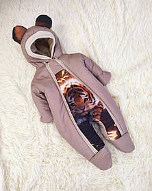 Дитячий теплий комбінезон чоловічок для новонародженого 0-3 міс 56-62 см Зима Весна Осінь