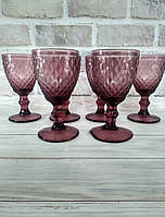 Бокалы розовые для вина из цветного стекла 240мл