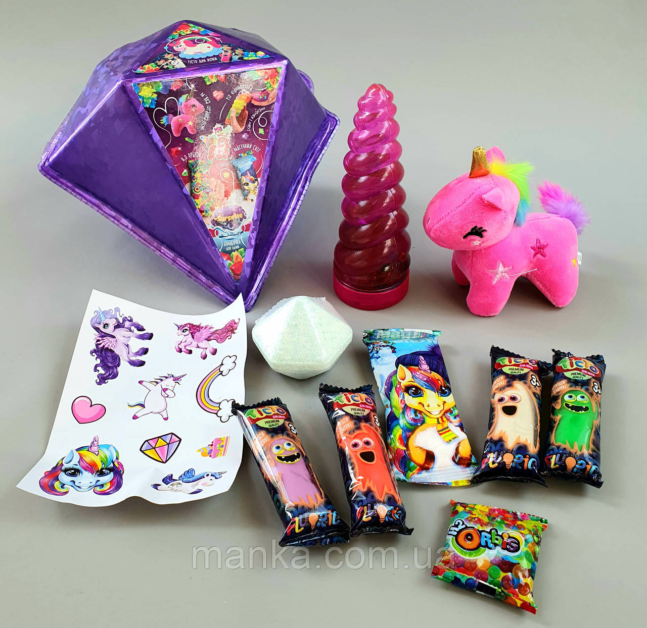 Набір креативної творчості Diamond Pony Danko Toys BPS-01-03U м'яка іграшка єдиноріг поні кристали тісто