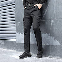Тактичні чоловічі карго-штани польові армійські практичні однотонні демісезонні чорні теплі для чоловіків