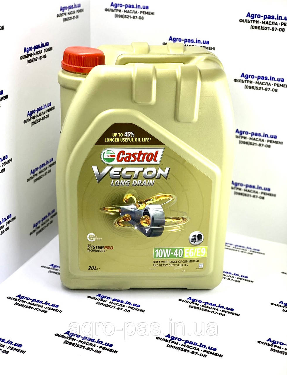Моторна синтетична олива 10W-40 Е6/Е9 Castrol Vecton Long Drain 20 л, фото 1