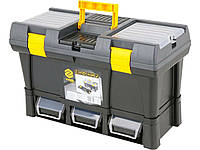 Ящик для інструментів 20" з ПВХ пластику VOREL: 3 контейнери, 2 органайзера, 525x 256x 325 мм [1] Baumar - То