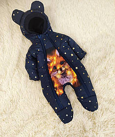 Дитячий теплий комбінезон чоловічок для новонародженого 0-3 міс 56-62 см Зима Весна Осінь