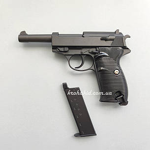 Іграшковий пістолет Вальтер П38 Galaxy металевий на кульках 6 мм Walther P38 Розмір 22 см, фото 3