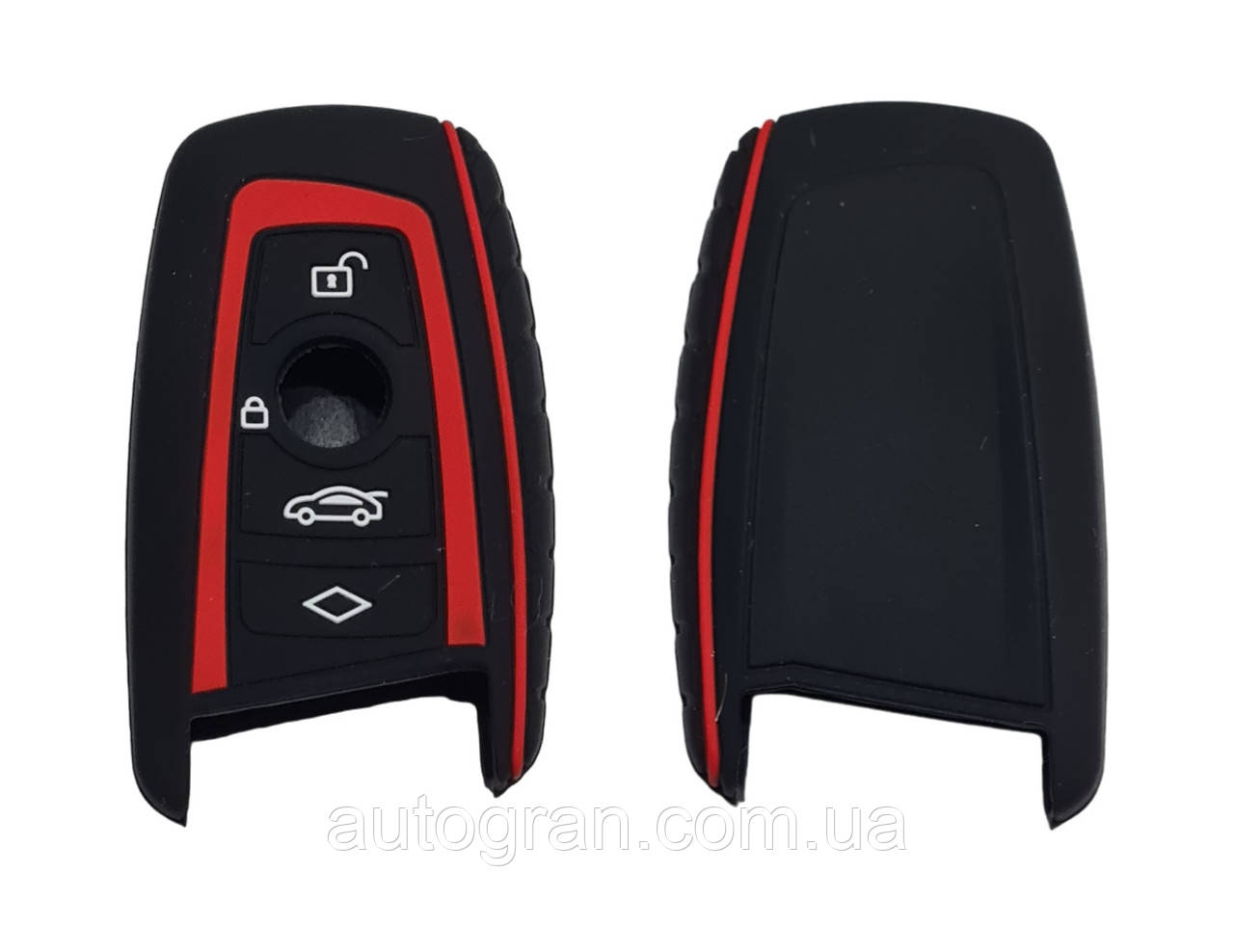 Силіконовий чохол на смарт ключ BMW чорно-червоний, фото 1