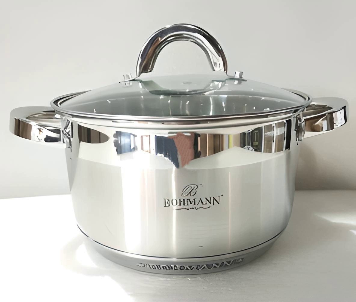 Каструля Bohmann BH-0715-20, 3.9 л, 20 см, з нержавіючої сталі з кришкою, для всіх типів плит