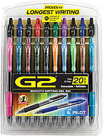 Набор цветных гелевых ручек PILOT G2 Premium Gel Pens 0.7 мм 20 шт ( 31294)