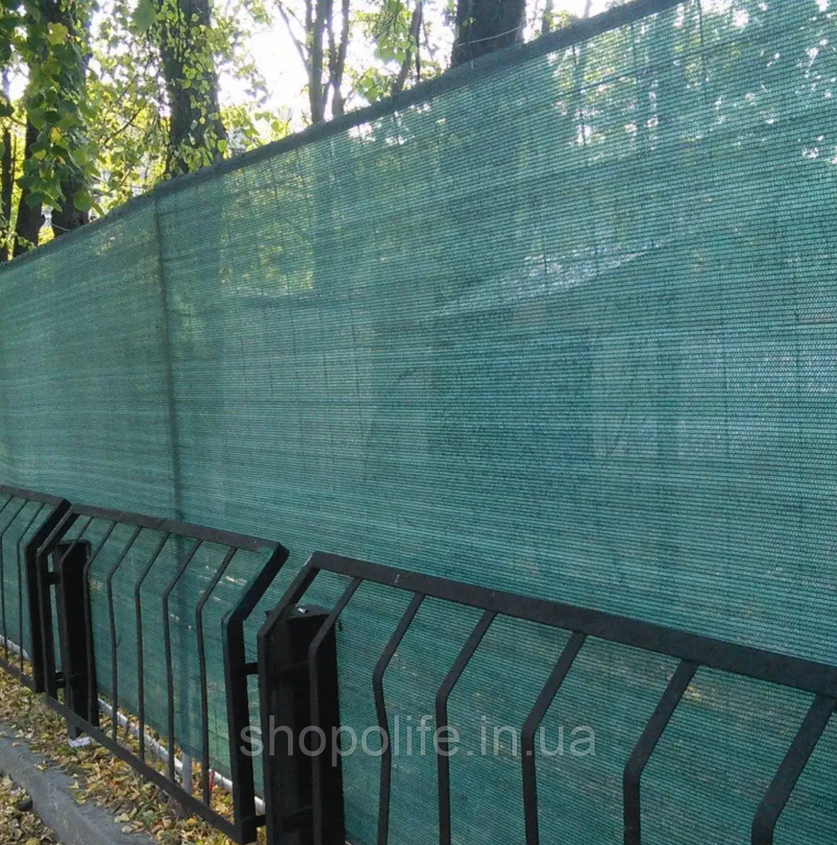 Затеняющая сетка для балкона 6х50 м 90% на забор зеленая фасадная для беседок забора и строительных лесов - фото 6 - id-p1606104040