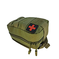 Аптечка тактическая медицинская с наполнением военная с креплением МОЛЛЕ для помощи на липучке (без турникета)