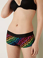 Трусики Victoria s Secret Cotton Boyshort Panty Pure Black Rainbow Brush Script