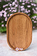Блюдо - поднос деревянный из дуба овальный 20x30x2 см оттенок орех