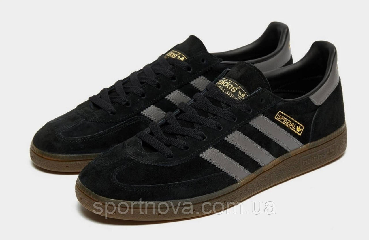 Чоловічі кросівки демісезон Adidas Spezial замшеві чорні із сірим р 42(26.5) 44(27.5) 45(28)