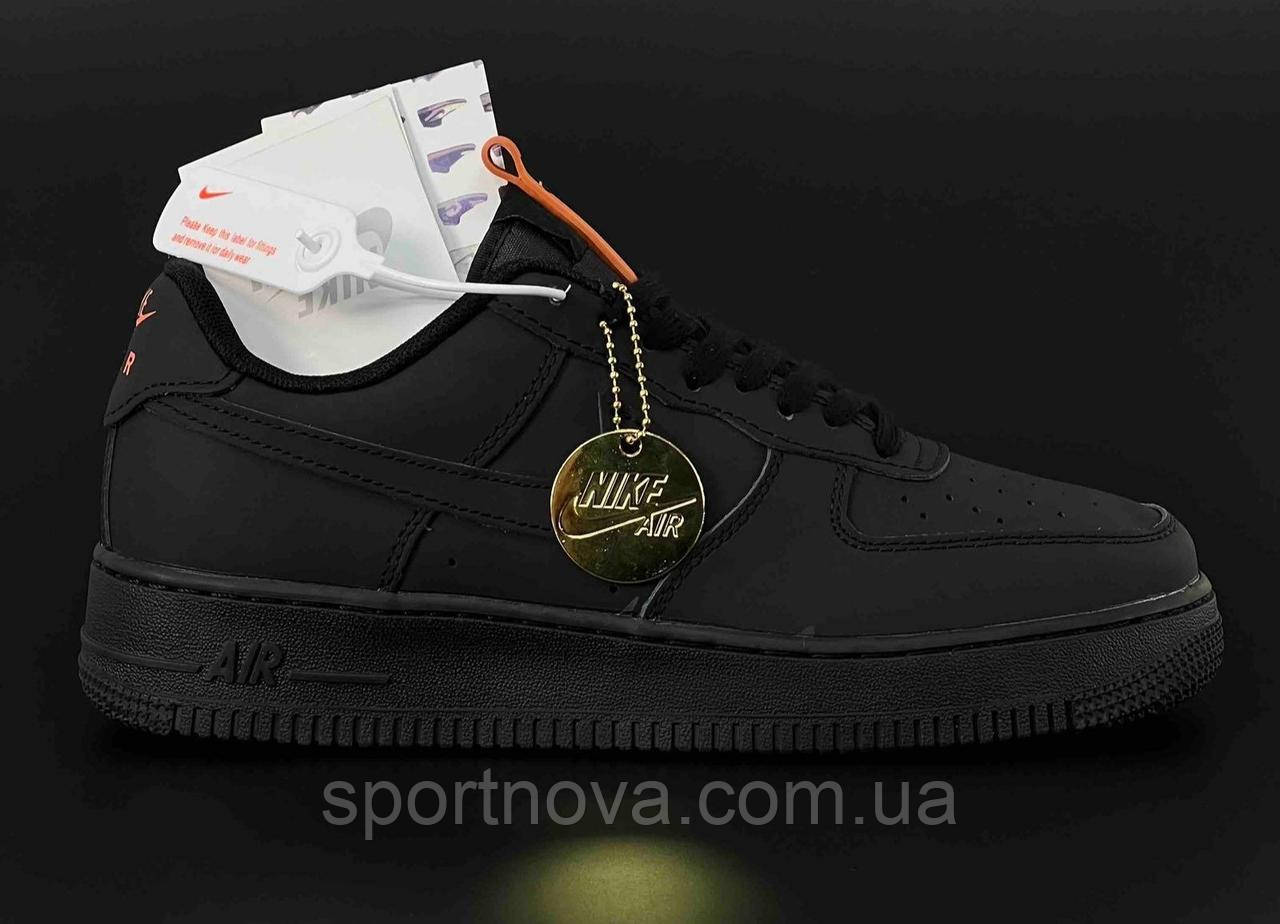 Чоловічі кросівки демісезонні Nike Air Force нубук чорні р 41-45