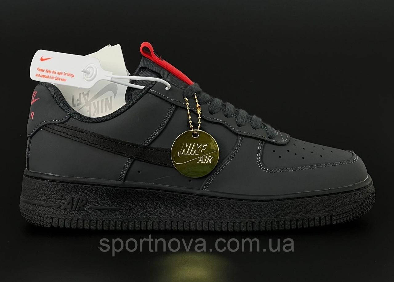Чоловічі кросівки демісезонні Nike Air Force нубук темно-сірі р 41-45