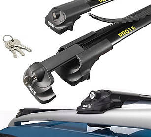 Поперечки на Mitsubishi Outlander XL (2006-2013) Turtle. На стандартні рейлінги. Чорні