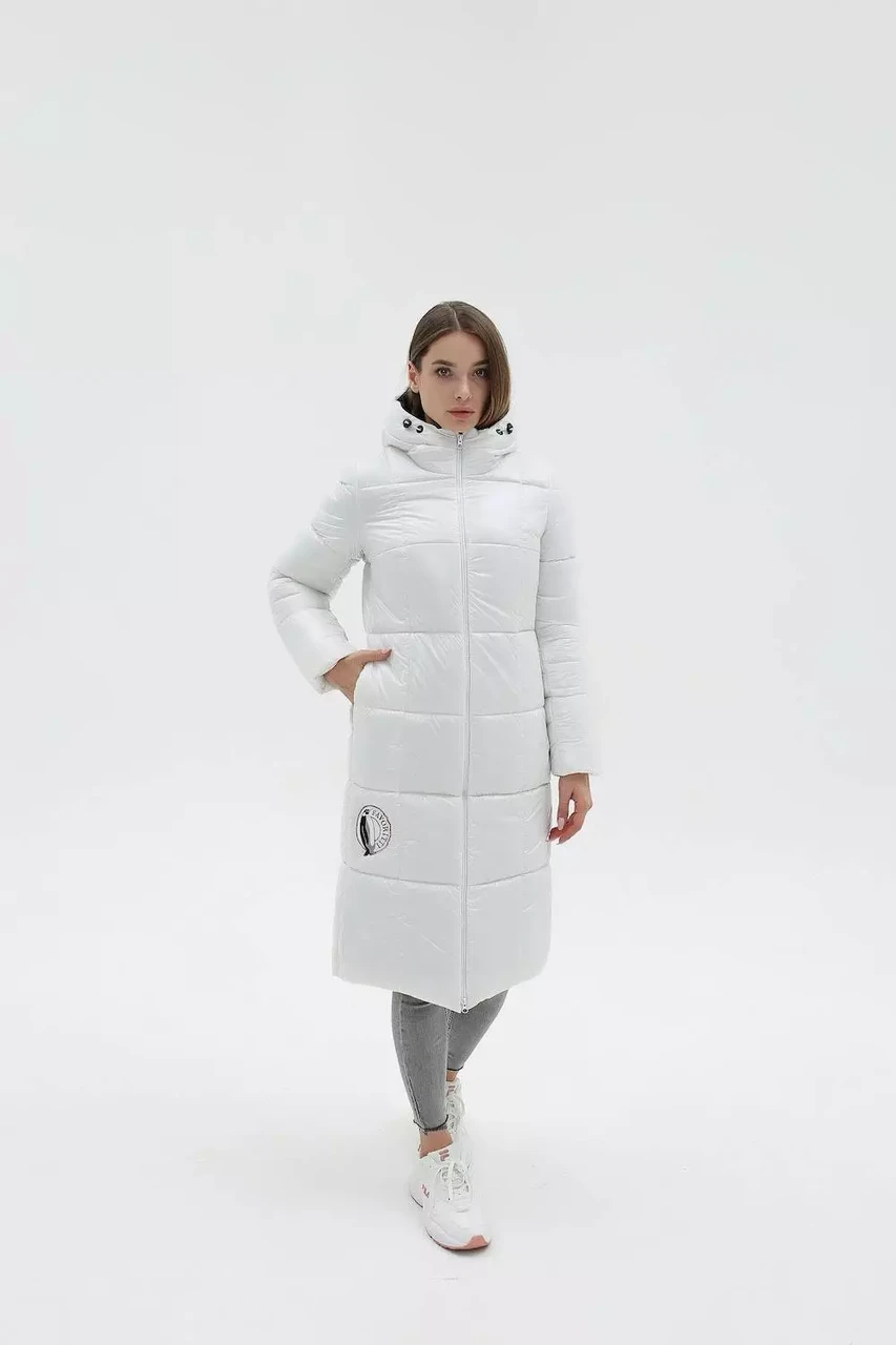 Гарний жіночий теплий пуховик на блискавці з капюшоном, фото 1