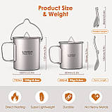 Набір з титану Lixada 3в1: чашка 420мл з казанком 750мл + ложка, фото 2