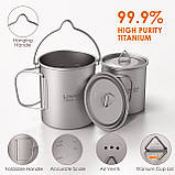 Набір з титану Lixada 3в1: чашка 420мл з казанком 750мл + ложка, фото 3