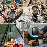 Набір з титану Lixada 3в1: чашка 420мл з казанком 750мл + ложка, фото 7