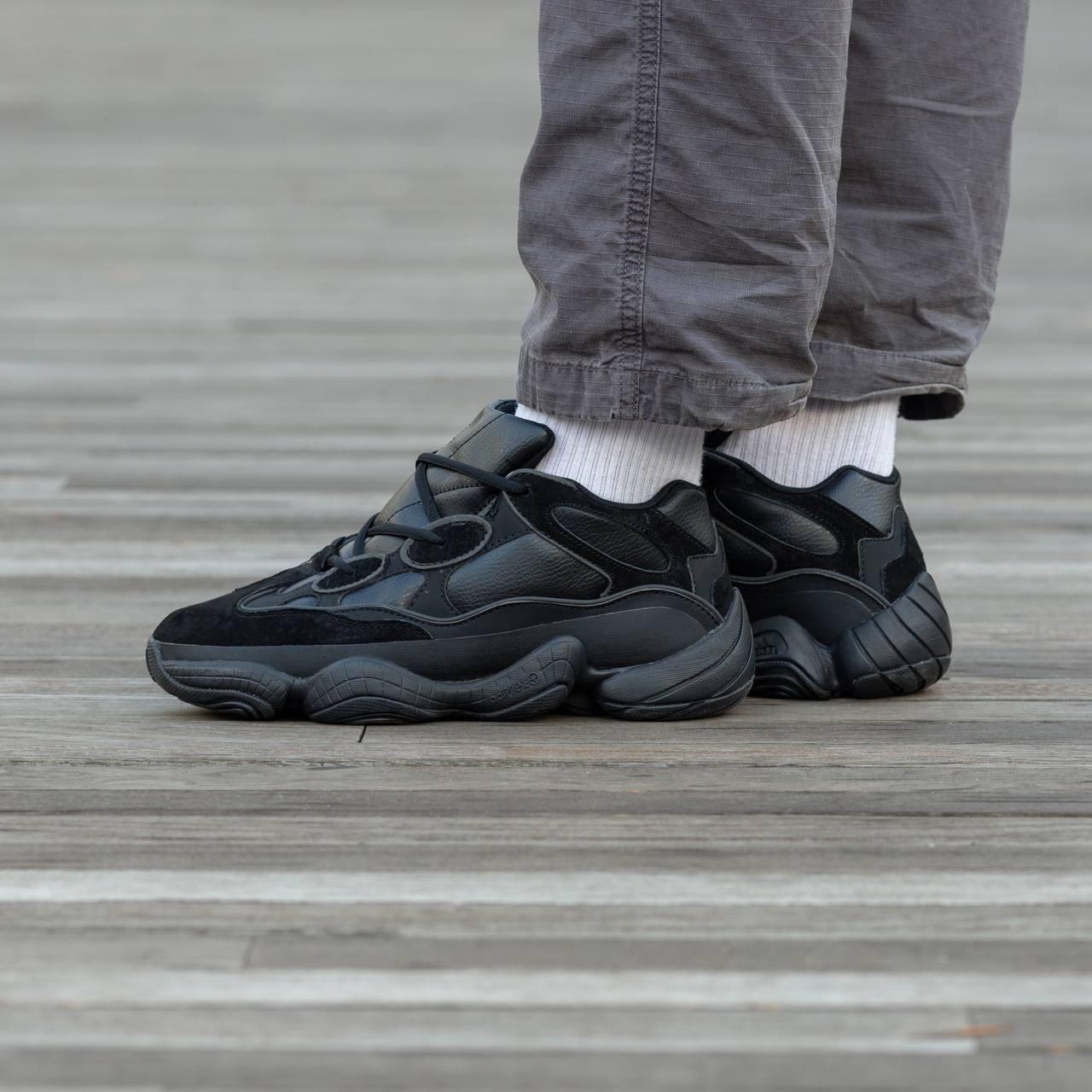Кросівки чоловічі зимові чорні Adidas Yeezy 500 Black Winter Termo (14059), фото 1