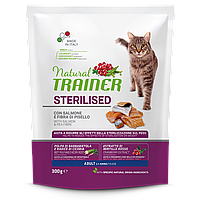 Сухой корм для взрослых стерилизованных котов Trainer Natural Cat Adult Sterilised with Salmon лососем 300 г